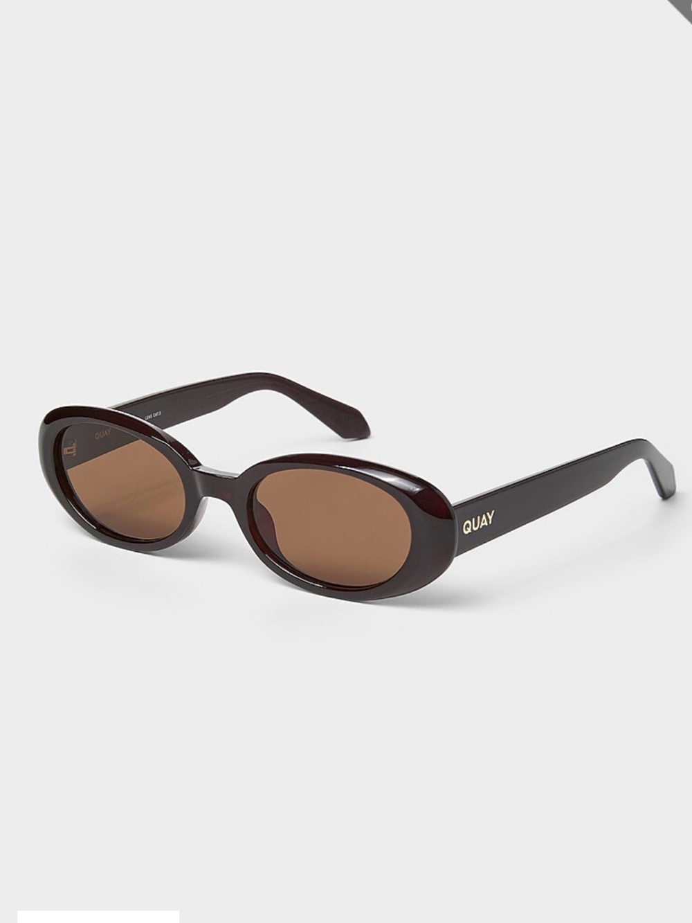 Quay Australia Women's Dark Brown Oval Sunglasses - Gloss Brown Frame
